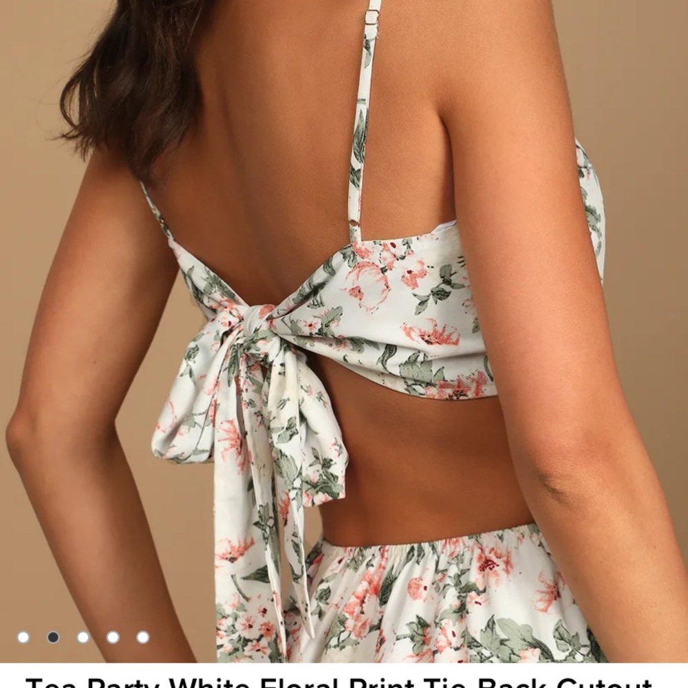 Floral Cutout Midi Dress in Soft Cream and Pink - Picture 6 of 6